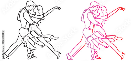 Couple Latino dancers, dancing, vector illustration