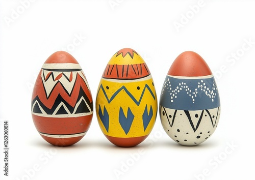 Colourful Easter eggs with folk ornament. Easter illustration