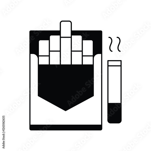 cigarette glyph outline icon with white background vector stock illustration