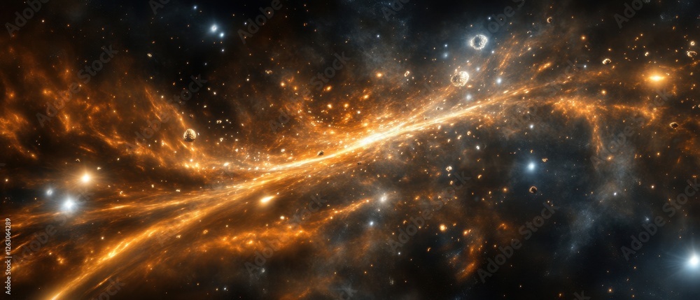 Naklejka premium Breathtaking Orange Nebula in Deep Space A Cosmic Tapestry of Light and Gas