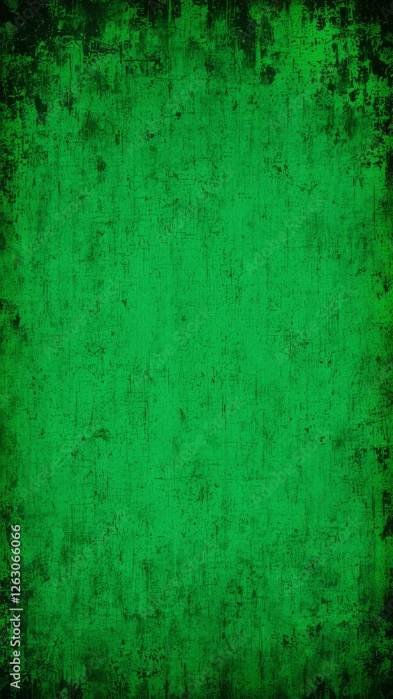 Grunge green vertical background with black distressed texture, rough surface, and scratched details for design and print