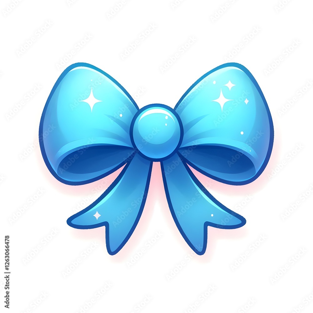 A digitally illustrated blue ribbon bow with a glossy, shiny texture and sparkling highlights. The bow has a polished, elegant look, ideal for decorations, gift wrapping, or fashion design. A digitally illustrated blue ribbon bow with a glossy, shiny texture and sparkling highlights. The bow has a polished, elegant look, ideal for decorations, gift wrapping, or fashion design.