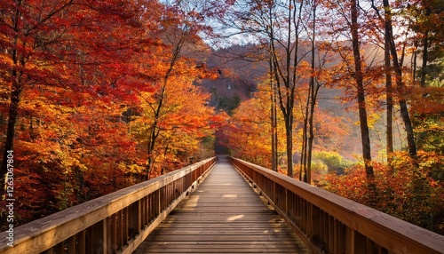 Wallpaper Mural wooden bridge in autumn forest Torontodigital.ca