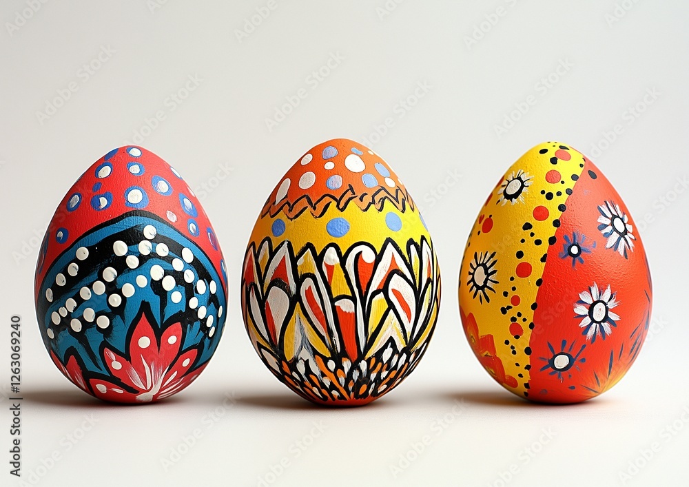 Colourful Easter eggs with folk ornament. Easter illustration Colourful Easter eggs with folk ornament. Easter illustration
