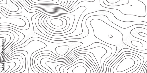 Abstract topographic map contour, white background and black wave lines pattern texture. geographic contour map grid backdrop paper texture. terrain path isolated on a background. 