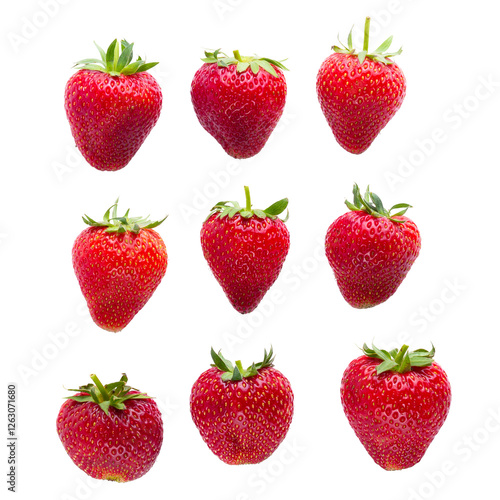 Fresh strawberries isolated on a transparent background