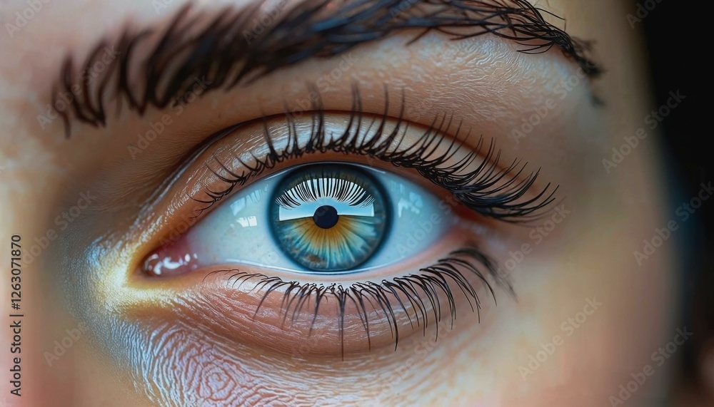 Fototapeta premium Captivating close-up of a single eye highlighting natural beauty and intricate details