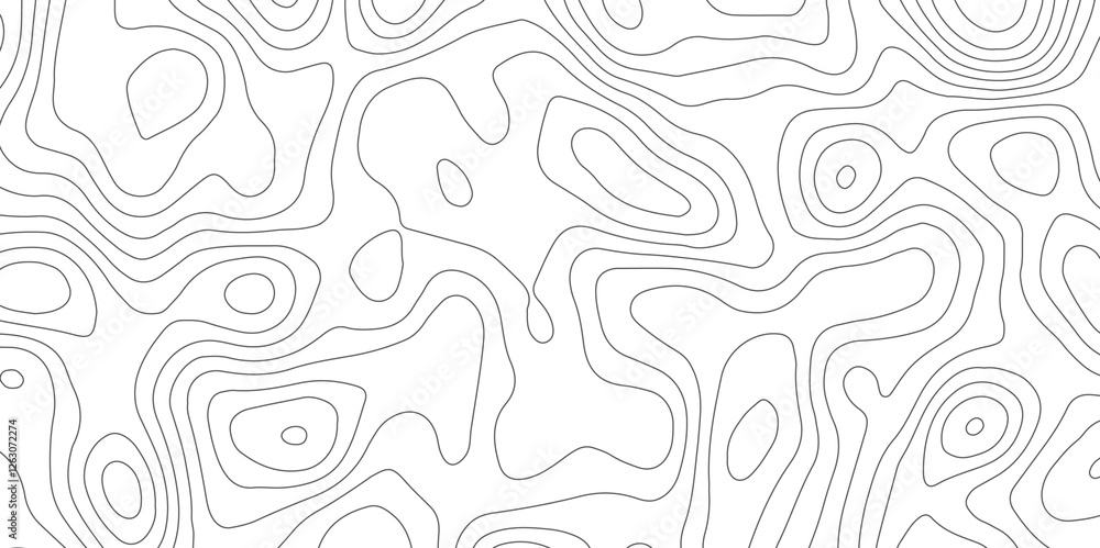 Fototapeta premium Abstract topographic map contour, white background and black wave lines pattern texture. geographic contour map grid backdrop paper texture. terrain path isolated on a background.