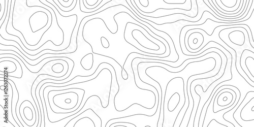 Abstract topographic map contour, white background and black wave lines pattern texture. geographic contour map grid backdrop paper texture. terrain path isolated on a background. 