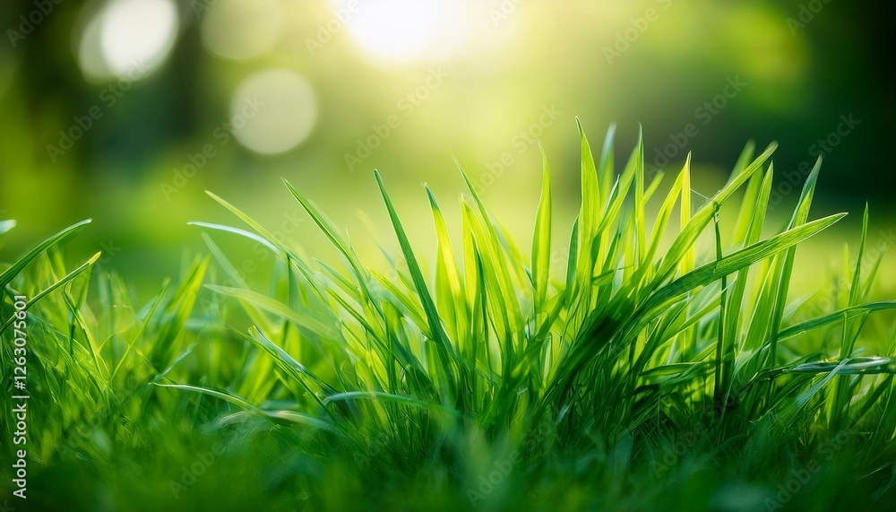 Obraz premium bright green juicy grass on a blurry background soft focus