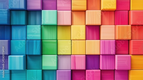 Colorful cube arrangement forming a vibrant and visually - appealing pattern, great for wallpaper and design inspiration.