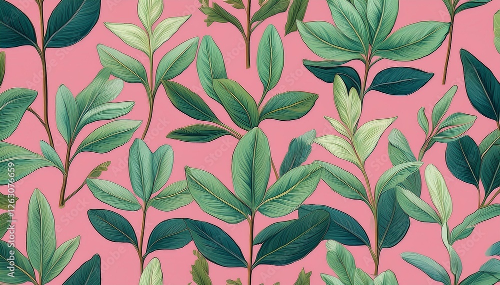 leaves of cordelia on a pink background floral seamless pattern leaves of cordelia on a pink background floral seamless pattern