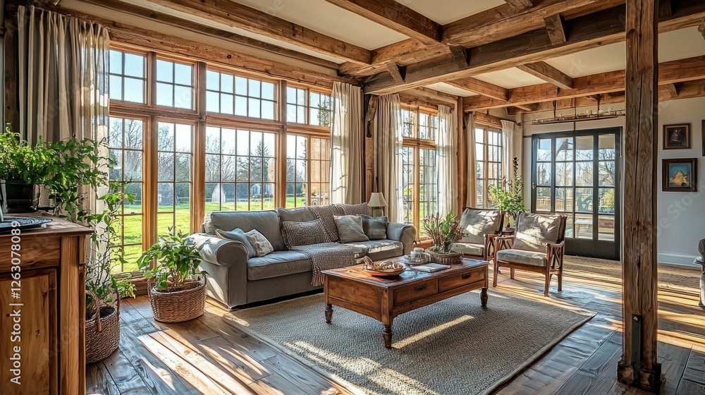 Cozy and Bright Living Room with Large Windows and Natural Light Cozy and Bright Living Room with Large Windows and Natural Light