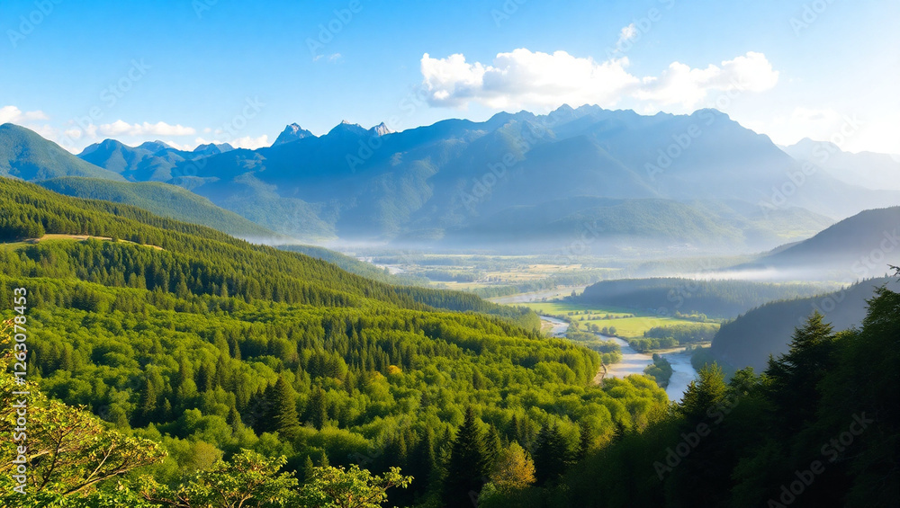 Fototapeta premium mountain landscape with lake and mountains