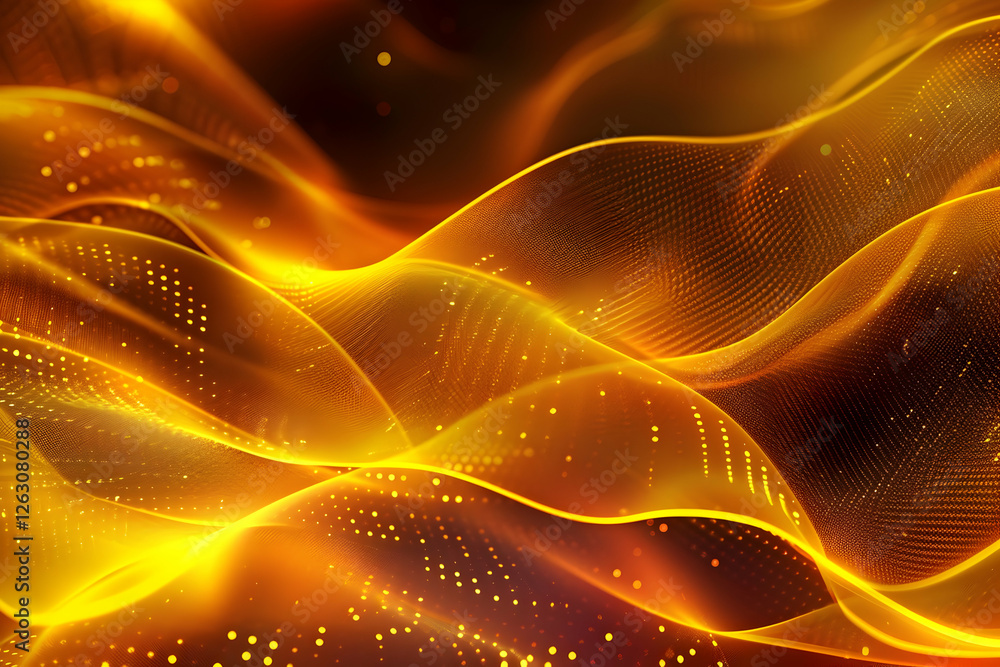 Fototapeta premium Abstract golden waves flowing gracefully, creating a warm and inviting atmosphere in a digital setting