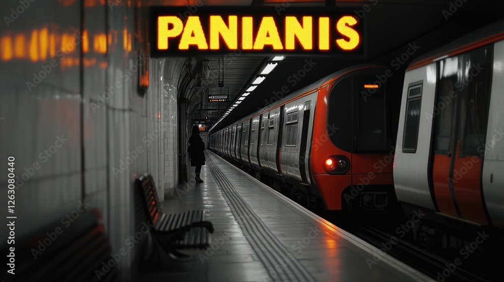 Obraz premium Subway station passenger awaits train arrival, Panianis