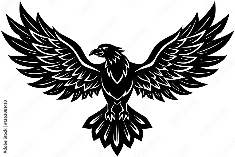 Obraz premium Majestic Eagle with Spread Wings in Tribal Style with Bold Graphic Silhouette