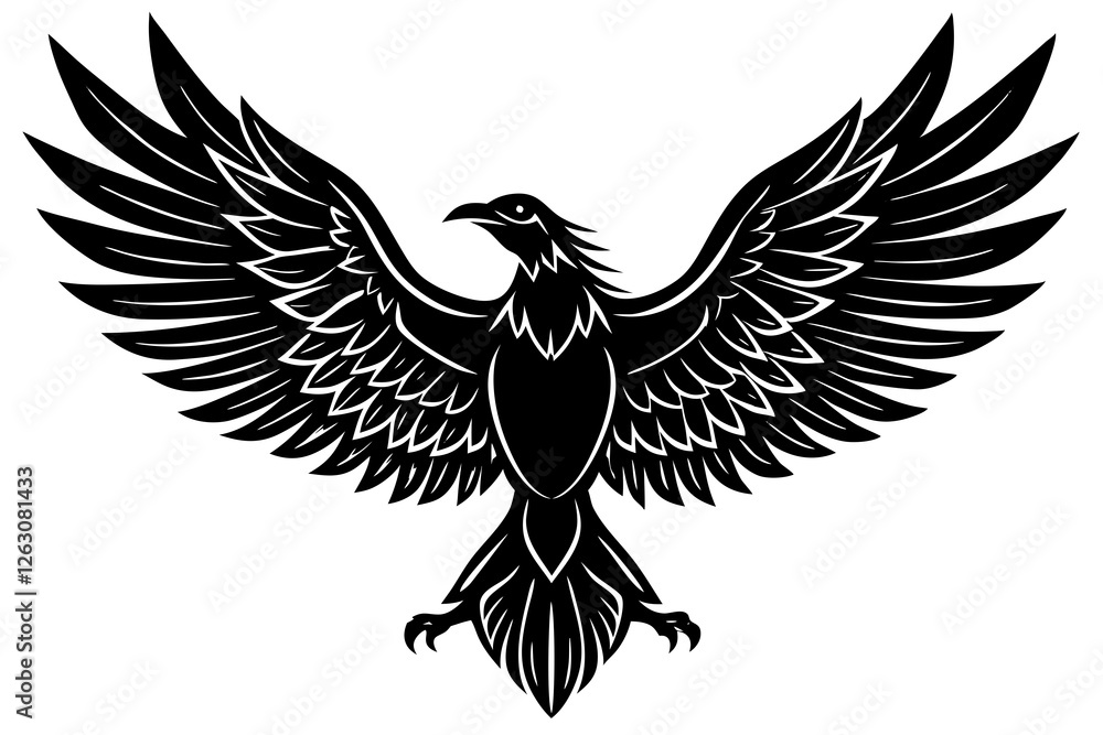 Obraz premium Majestic Eagle with Spread Wings in Tribal Style with Bold Graphic Silhouette