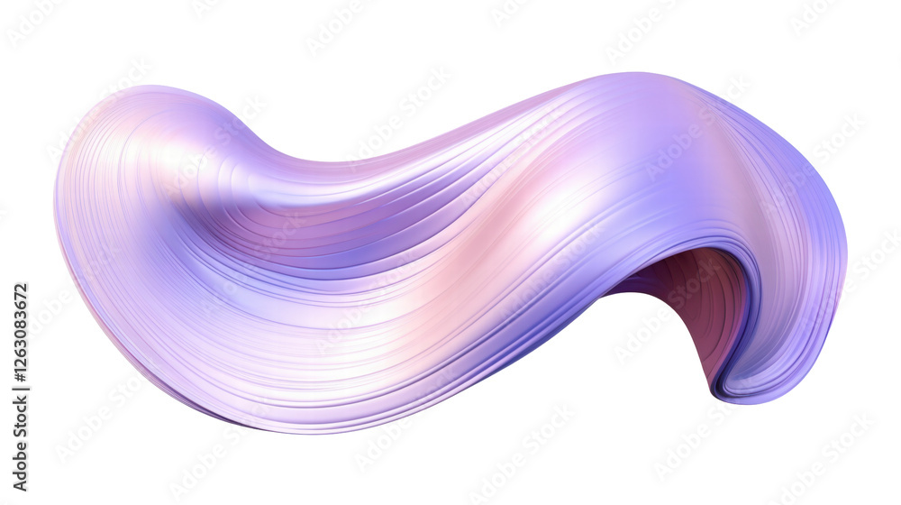 Fototapeta premium Abstract Fluid Wave Design in Soft Pastel Colors with Smooth Curves and Translucent Texture on Transparent Background