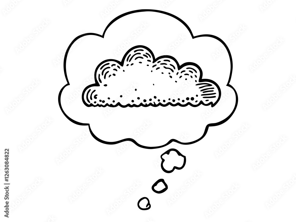 Thought bubble thinking cloud line art vector icon, Vector icon, Line art Vector, Doodle Icon Thought bubble thinking cloud line art vector icon, Vector icon, Line art Vector, Doodle Icon