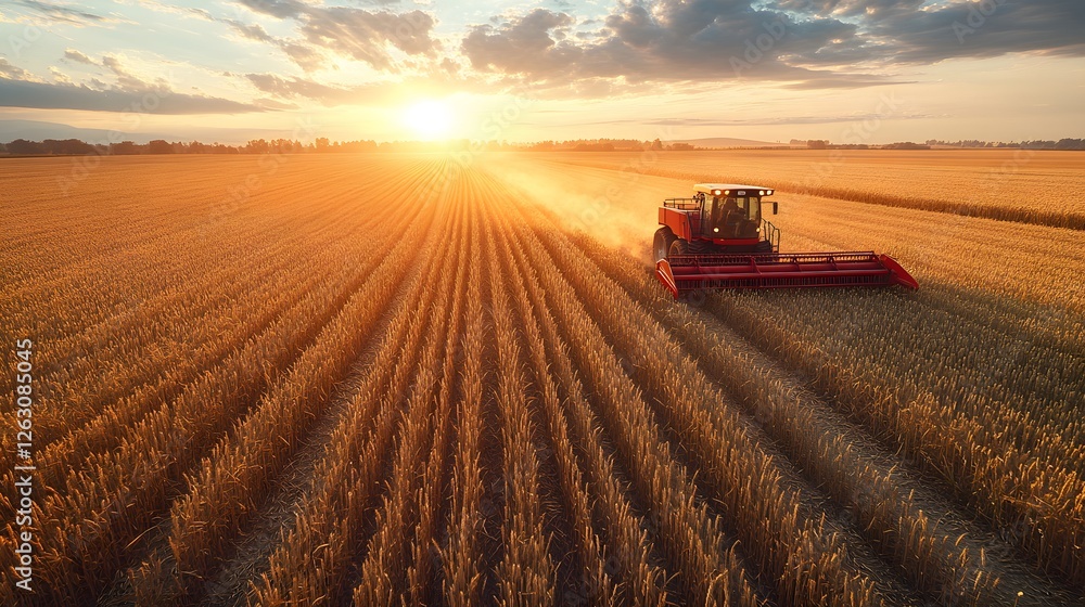 Fototapeta premium Farmers working together in a wheat field during harvest season, teamwork in agriculture