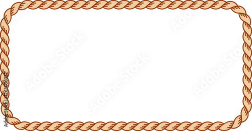 Illustration of a simple rope frame with blank copy space. Empty space with rope border for your design. 