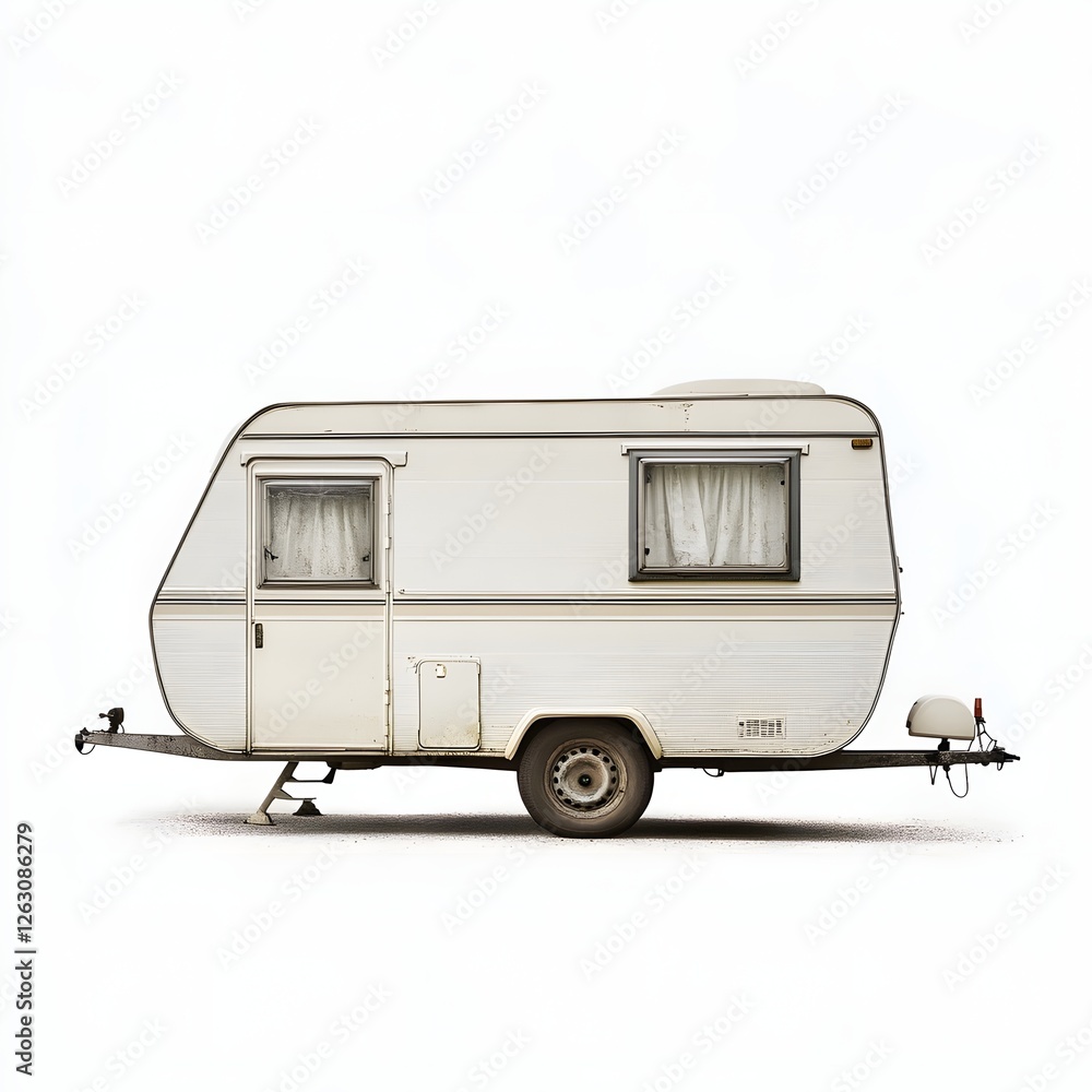 Compact Caravan on Neutral Background Photographic Travel Trailer Compact Caravan on Neutral Background Photographic Travel Trailer