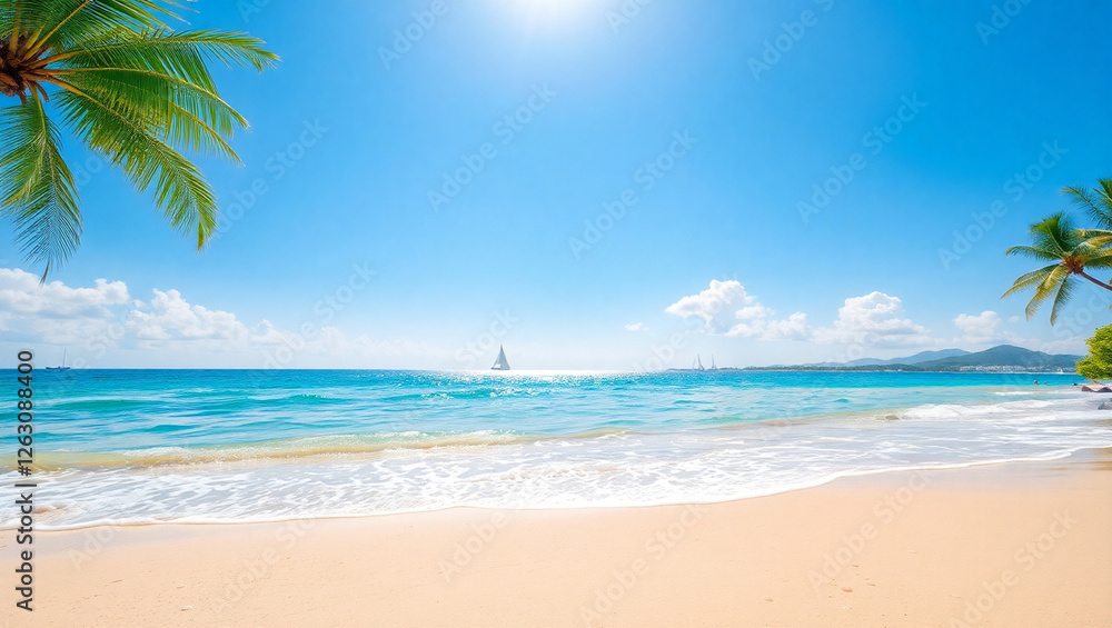 tropical beach with palm trees tropical beach with palm trees