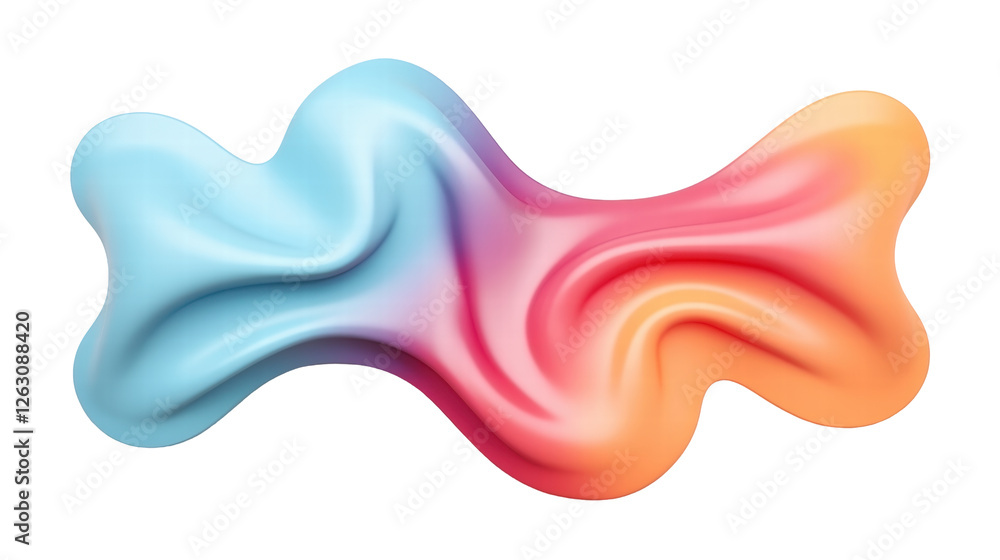 Colorful Abstract Fluid Shape with Soft Curves in Vibrant Blue Pink and Orange Tones Colorful Abstract Fluid Shape with Soft Curves in Vibrant Blue Pink and Orange Tones