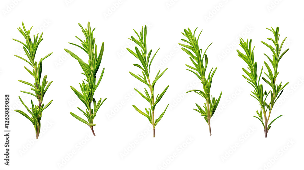 Fototapeta premium Fresh rosemary sprigs isolated on transparent background, culinary herb
