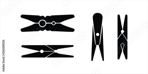 Clothespins set vector illustration on white background, clothespins icon.