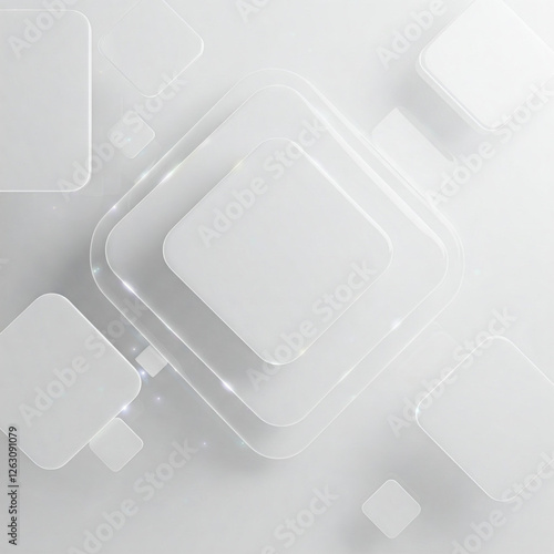 Clean, Spacious 3D Abstract Design Featuring Floating Geometric Squares in Subtle White and Gray Tones for a Professional Vibe