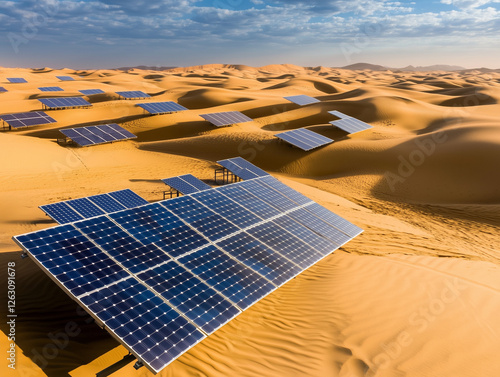 Panneaux solaires dans le désert photo