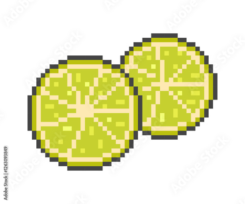 Lime in section. Vector illustration pixel art