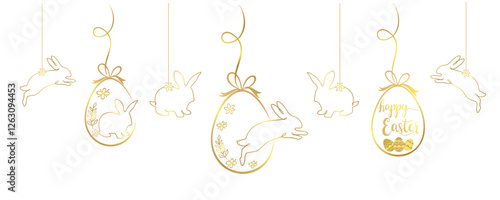 vector illustration of happy easter egg and bunny hanging ornament