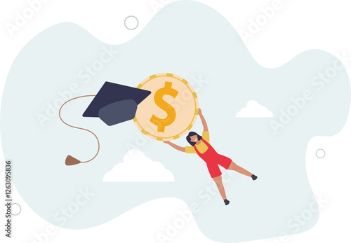 Education fund for college, saving for school or university tuition fee, study cost or training expense concept.flat character life .