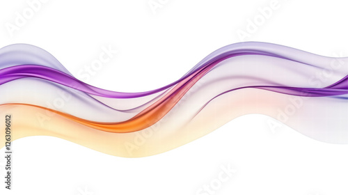 Colorful Abstract Wave Flow Design with Gradient Shades of Purple and Orange on Transparent Background