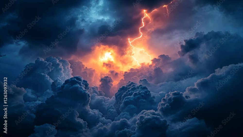Lightning Storm Fury: A dramatic image of a lightning bolt striking through a turbulent, dark sky filled with brooding storm clouds. Lightning Storm Fury: A dramatic image of a lightning bolt striking through a turbulent, dark sky filled with brooding storm clouds.