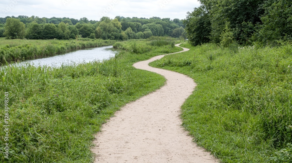 Winding path through green countryside Winding path through green countryside
