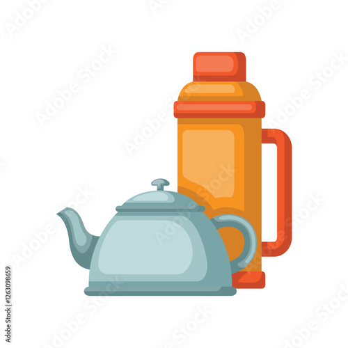 Teapot and hot water bottle icon design. Vector design