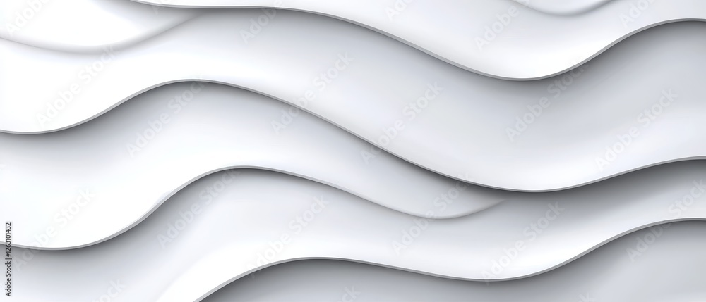 Obraz premium Abstract wavy patterns in white create a soft, flowing texture, evoking a serene and modern aesthetic.