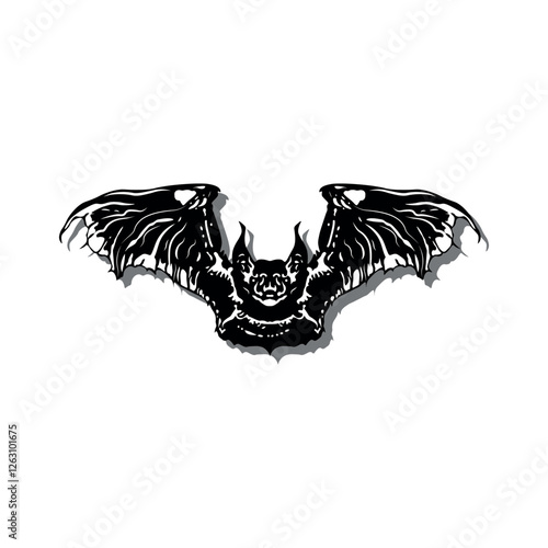 Symmetrical realistic bat vector illustration on white. Can be used for any platform or purpose. Action promotion and advertising mockup. EPS 10