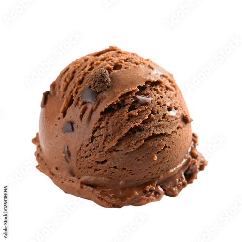 Chocolate ice cream scoop isolated on transparent background