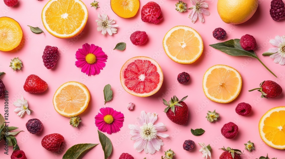 Flat Lay of Summer Essentials on Pink Background Flat Lay of Summer Essentials on Pink Background