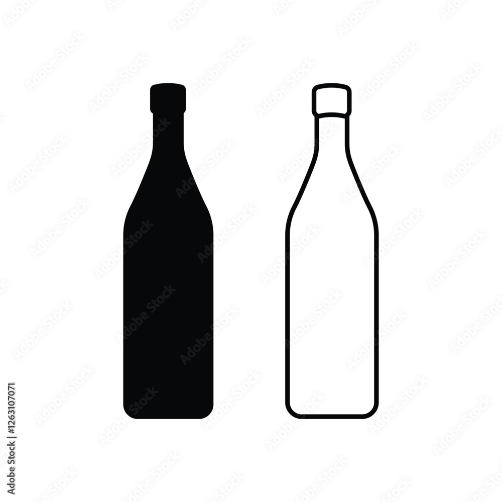 bottle icon vector design silhouette and outline style bottle icon vector design silhouette and outline style