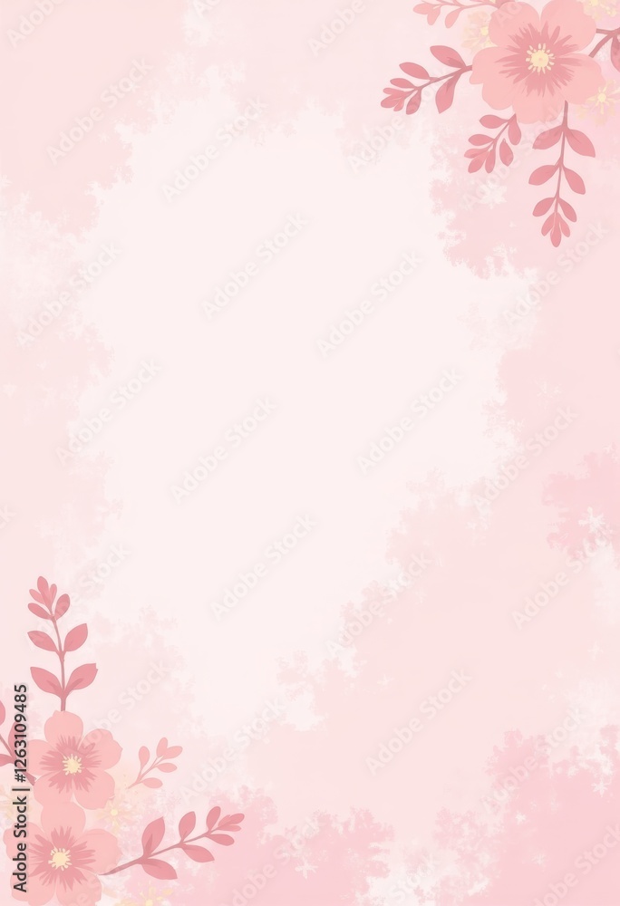 Fototapeta premium Minimalist Pink Floral Textured Background with Copy Space for Branding Design