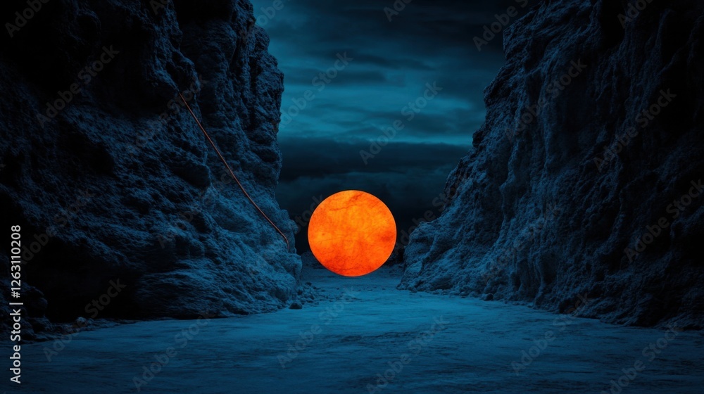 custom made wallpaper toronto digitalGlowing orb rocky cliffs at dusk