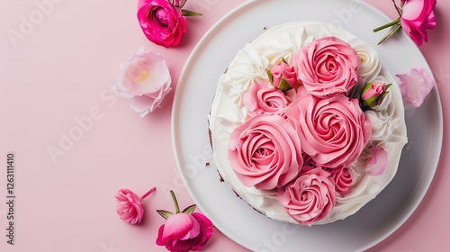 Women's Day: In the Sweet Fragrance of the Cake Background, Unleashing Women's Gentle and Splendid Elegance photo