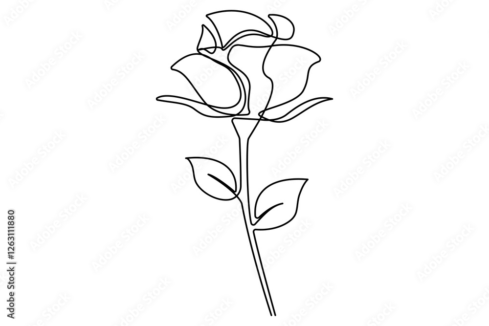 Rose flower continuous one line drawing of rose flower isolated outline vector illustration minimalist design Rose flower continuous one line drawing of rose flower isolated outline vector illustration minimalist design