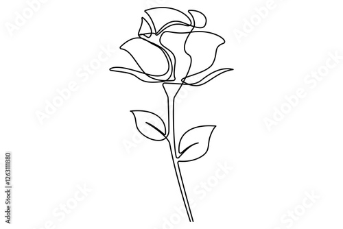 Rose flower continuous one line drawing of rose flower isolated outline vector illustration minimalist design